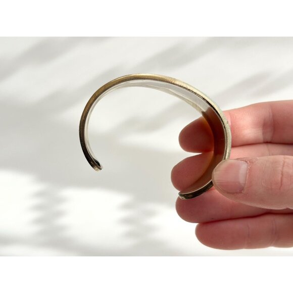 Abalone & Turquoise Hecho De Mexico Gold T Alpaca Silver Vintage Cuff Bracelet - Picture 15 of 16